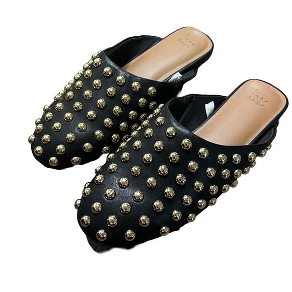 A NEW DAY Channing Slip On Mule Flats Studded Jet Black - Picture 5 of 5